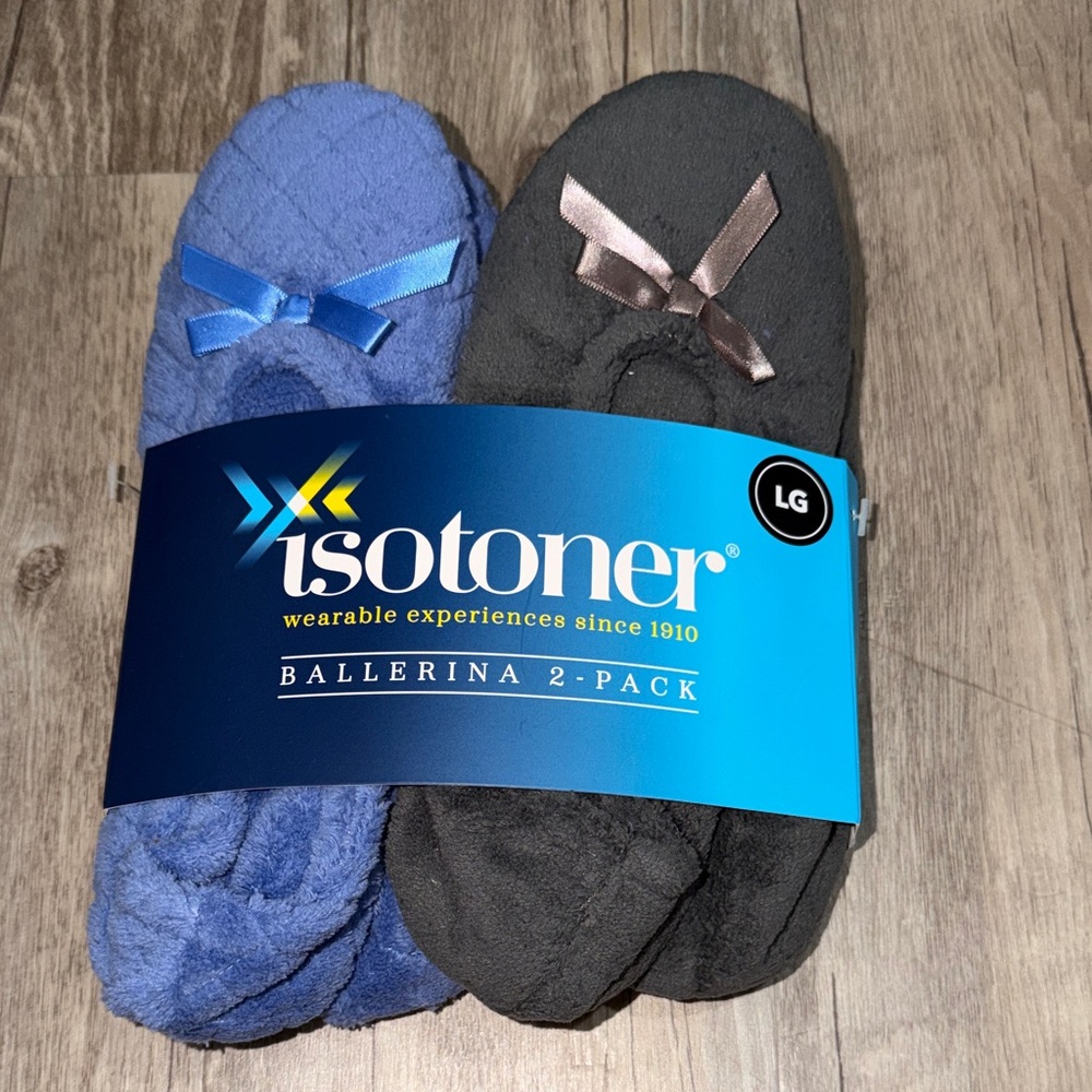 isotoner Ballerina 2-Pack Slippers - Blue & Gray
